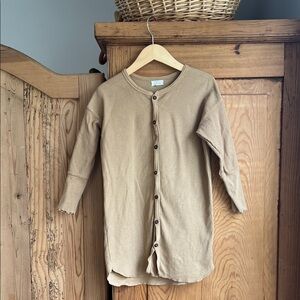 The Simple Folk | Tan Waffle Knit Tan Button-Up Dress